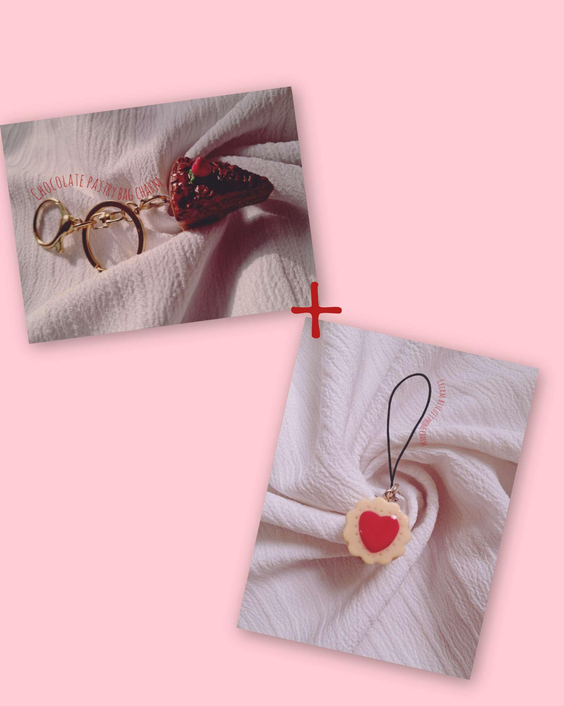 1 chocolate pastry bag charm +Love-Filled cream biscuit phone charm - Image 1