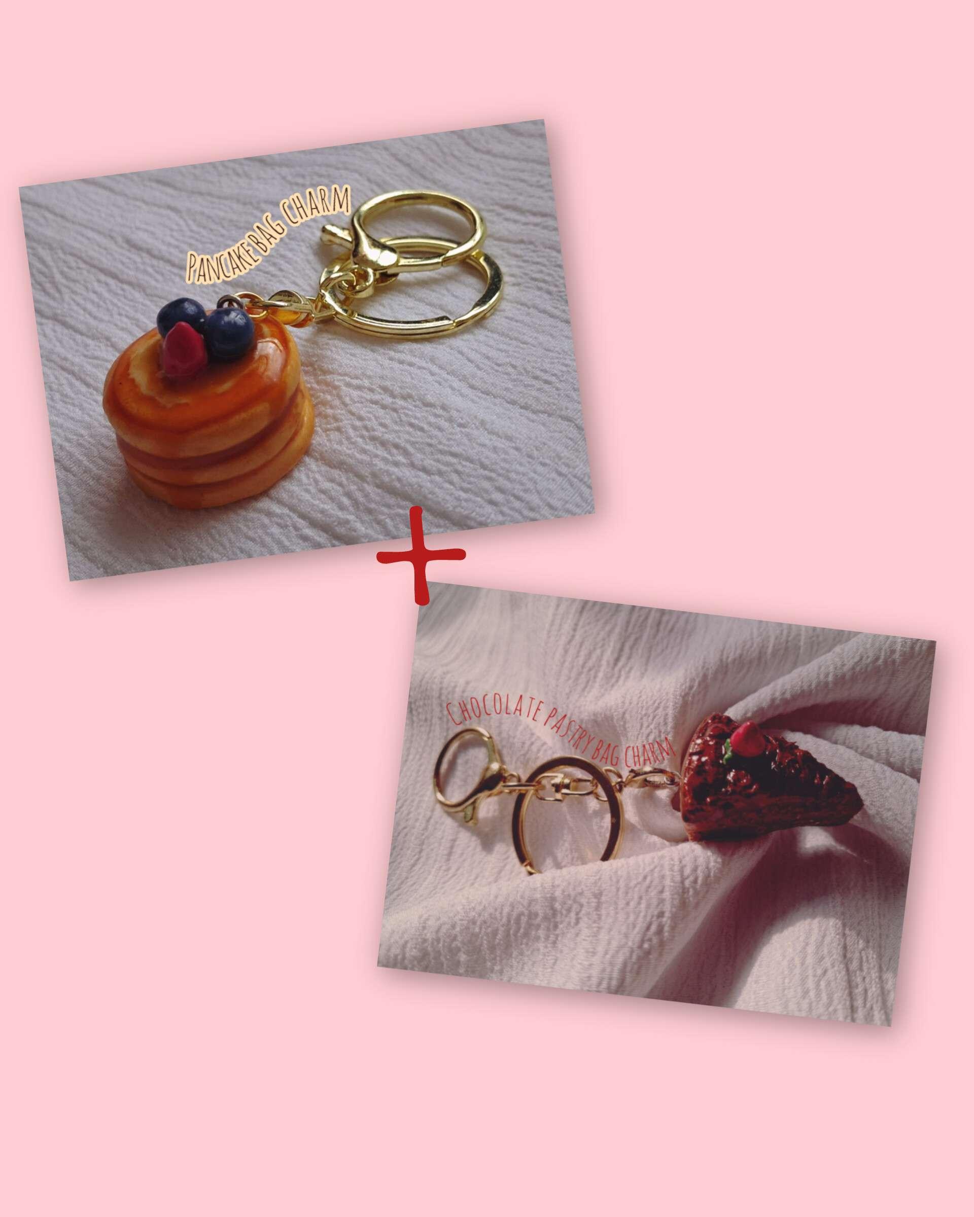 1 pancake bag charm +1 chocolate pastry bag charm - Image 1