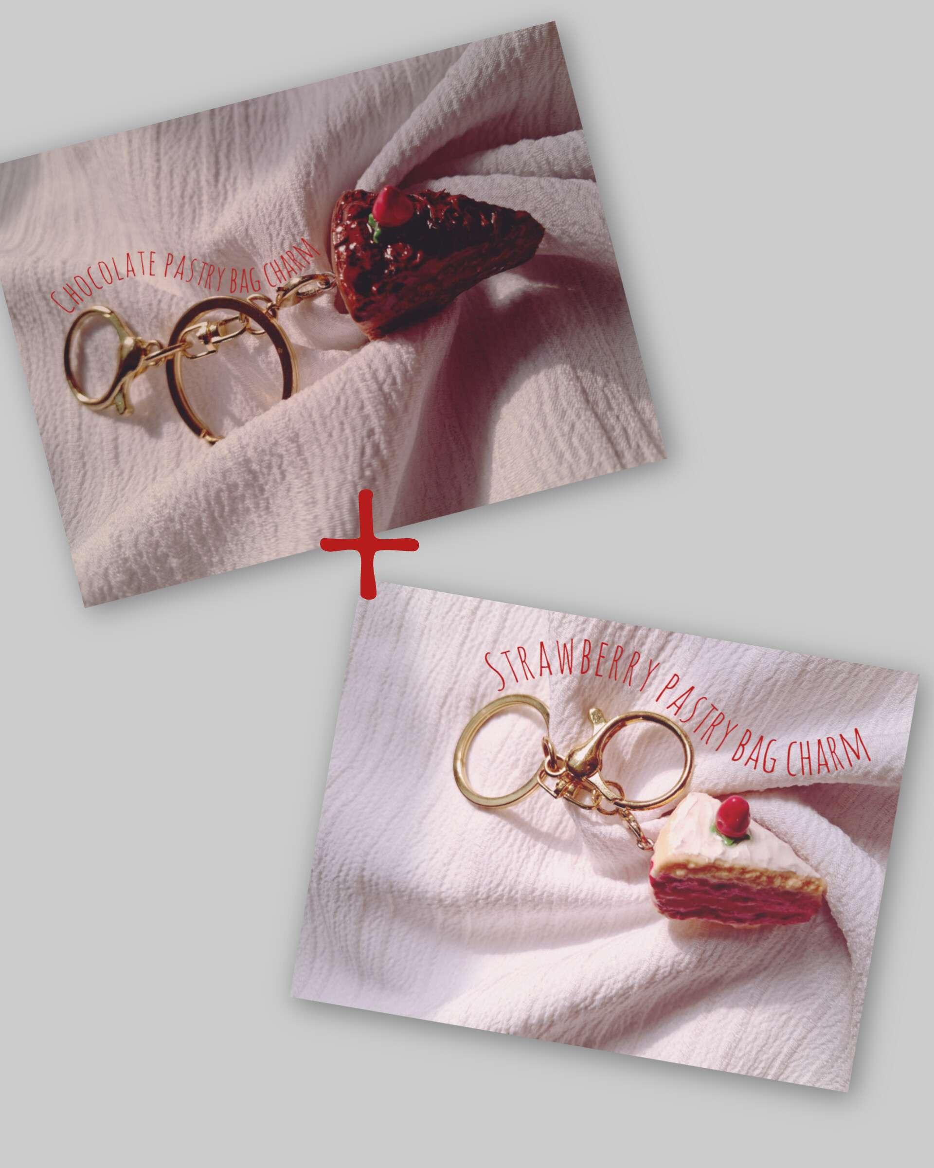 1 chocolate pastry bag charm +1 strawberry pastry bag charm - Image 1
